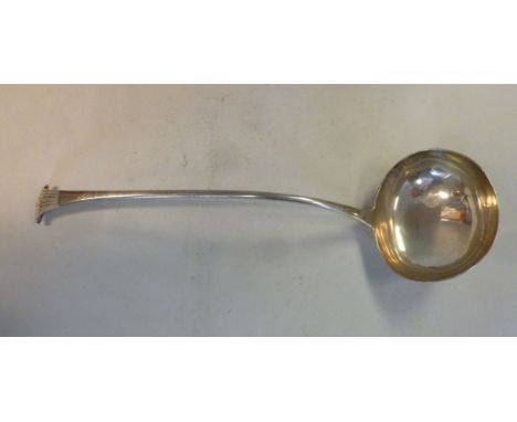 A George III silver Onslow pattern ladle with engraved bird crest  London 1772  makers mark indistinct