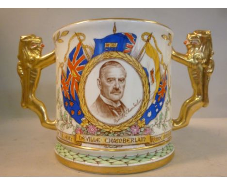 A Paragon china twin handled loving cup  'A perpetual souvenir to commemorate the Peace Conference at Munich, Sept.29th 1938'