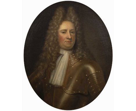 After Godfrey Kneller (1646-1723)Oval portrait of a nobleman wearing armour and a lace neckerchief, 77cm x 63cmRelined. Overa