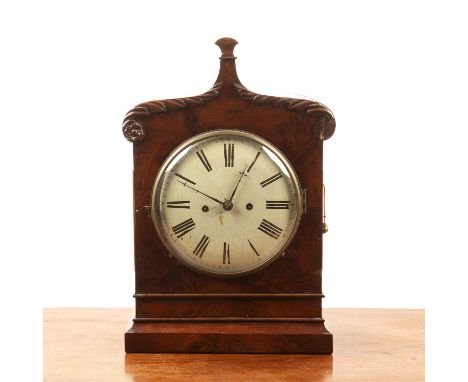 Mahogany cased bracket clock and later bracketVictorian, the painted dial with Roman numerals, with repeater pull cord to the