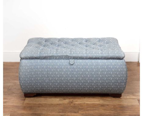 Large contemporary blue button upholstered ottomanwith a lift up cover, 110cm wide x 72cm deep x 55cm highAt present, there i