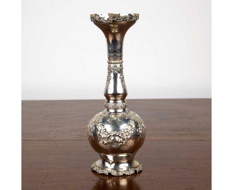 American sterling silver vase decorated with floral swags, roses, trails etc, marked to the base 'Sterling' with an initial m