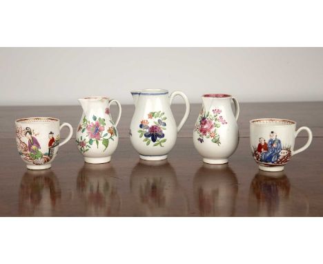 Small group of English porcelainlate 18th Century, to include two Chinese painted coffee cups, probably Worcester, and three 
