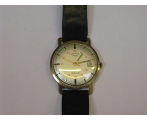 GOLD COLOURED ROTARY TWENTY-ONE JEWELS GENTS WRISTWATCH 