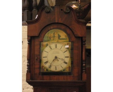 COMPOSITE LONGCASE CLOCK WITH MAHOGANY CASE AND HANDPAINTED DIAL, BEARING NAME JONES, ABERYSTWYTH, FOR RESTORATION