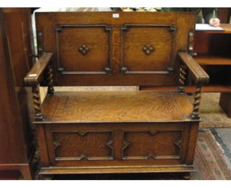 OAK BARLEY TWIST MONK'S BENCH 