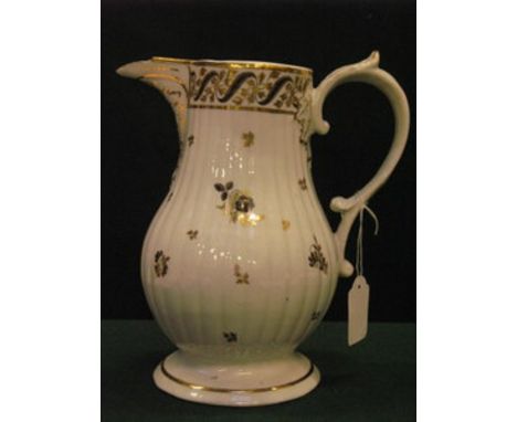 WORCESTER LATE EIGHTEENTH CENTURY HAND GILDED COFFEE POT WITH POURING SPOUT (NO LID), APPROXIMATELY 22cm HIGH 