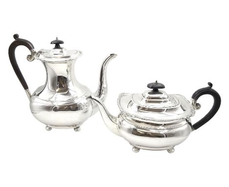 Silver coffee and teapot by Harrison Brothers &amp; Howson, London 1911 and Sheffield 1928, approx 46ozClick here to view fur