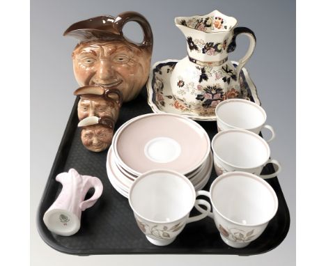 A Masons Mandarin jug and bowl, a Susie Cooper Talisman part tea set, small Royal Worcester jug and three Royal Doulton gradu