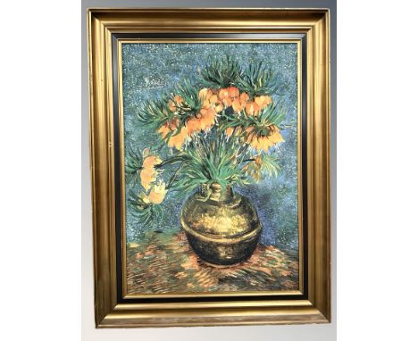 After Vincent Van Gogh : Imperial Fritillaries in a Copper Vase, print on fabric, 99 cm x 69 cm 