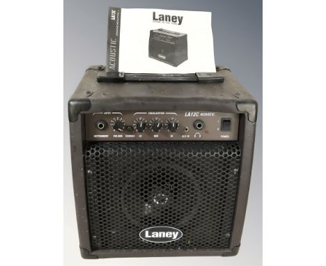 A Laney LA12C acoustic amplifier, with lead and instructions.