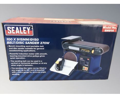 A Sealey 100 x 915mm belt / disk sander, in box.