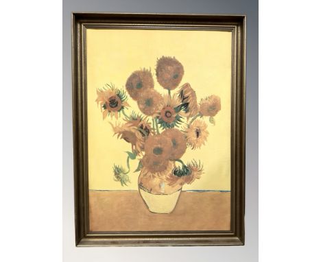 After Vincent Van Gogh : Sunflowers, print on fabric, 97 cm x 69 cm 