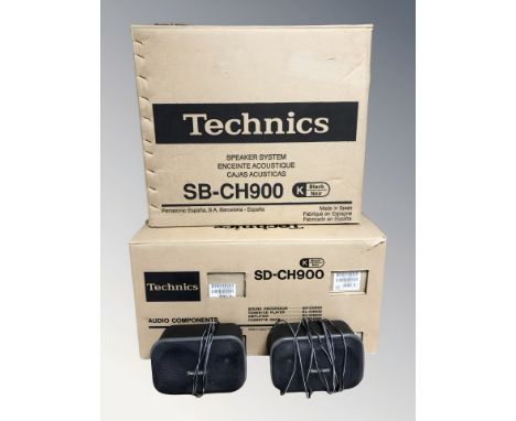 A Technics SD-CH900 four piece speaker system and further SB-CH900 speaker system, all parts boxed, and two further Technics 