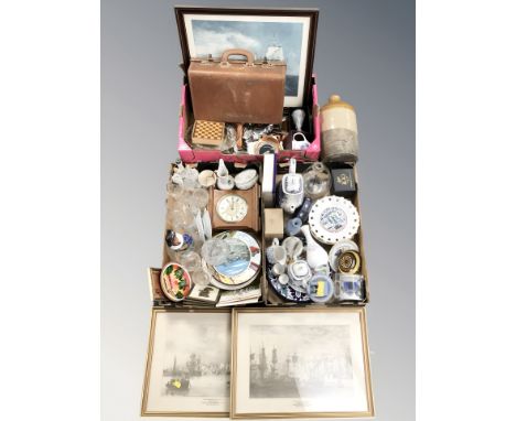 Miscellaneous wares including ceramics and glass, pictures, stoneware bottle signed 'R & H Jefferson, Whitehaven', small vint