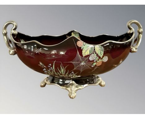A Carlton Ware Rouge Royale twin handled centerpiece, width 33 cm.