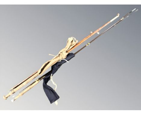 A Hardy Brothers Richard Walker Little Lake two piece 9ft fishing rod, in cloth slip, and a further vintage two piece rod.