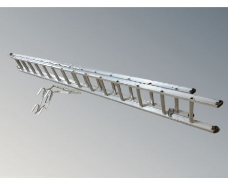 An aluminium extension ladder 