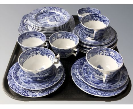 Twenty eight pieces of Copeland Spode Italian blue and white tea china.