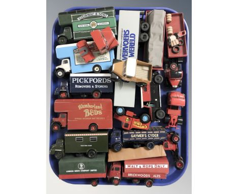 Assorted Corgi and other die cast models including  removal wagons, haulage truck, delivery van etc 