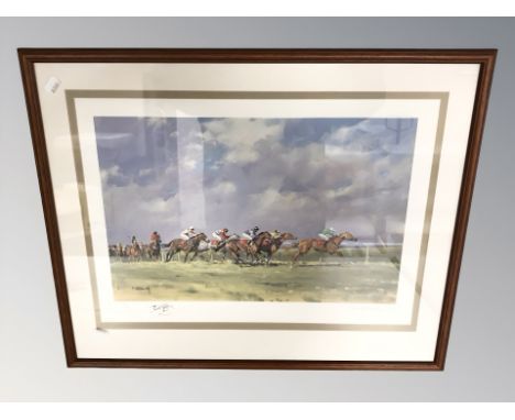After Peter A Smith : A Horse Race, limited edition colour print, signed in pencil and numbered 401 of 500, 30 cm x 45 cm.