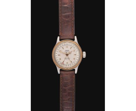 (calibre 584) lever movement signed, silvered dial with Arabic and dagger markers, outer date ring with a corresponding red c