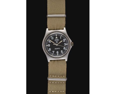 quartz battery driven movement, black dial with luminous Arabic numerals and signed, dial with a T within a circle for tritiu