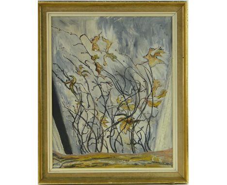 Selim
oil on canvas, abstract plant forms, signed and dated 1961, 20" x 16", framed.