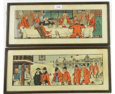Charles Cook
pair of watercolours, hunting studies, signed, 6" x 18", framed.