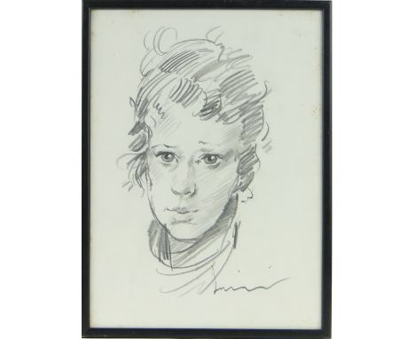 Robert Lenciewicz (1941-2002)
pencil sketch, head portrait of a boy, signed, 14.5" x 10.5", framed.