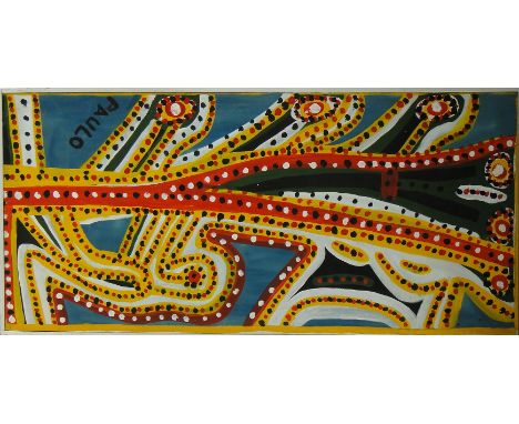 Paulo
oil on canvas, abstract, signed, 47" x 22", framed.