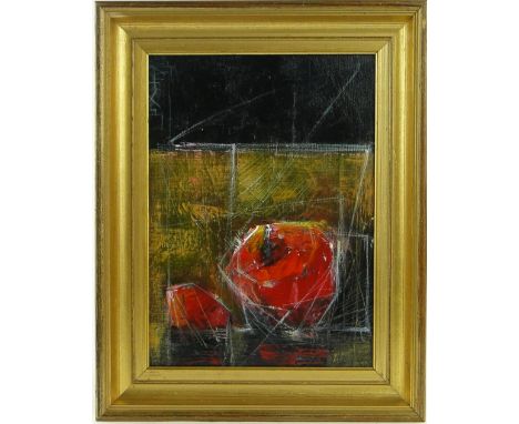 Antoni Waleruch (Polish born 1952)
oil on canvas, abstract still life, signed, 12" x 9", framed.