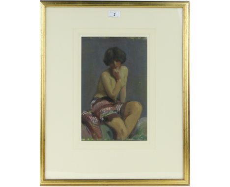 Harry John Pearson (1872-1933)
oil on canvas board, nude portrait of a girl, 13" x 8.5", framed.