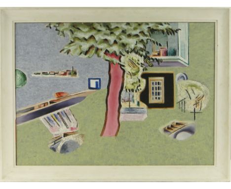 James Wood (1889-1975)
Oil on canvas, Hammersmith Wharf, signed and dated 1956, 26" x 36", framed, exhibited at Blond Fine Ar