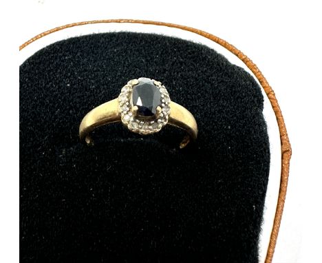 Vintage 9ct gold sapphire and diamond set cluster ring (1.8g) 