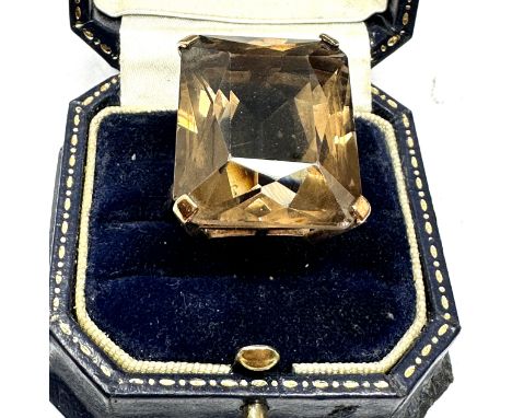 9ct gold vintage smokey quartz dress ring (14.6g) 