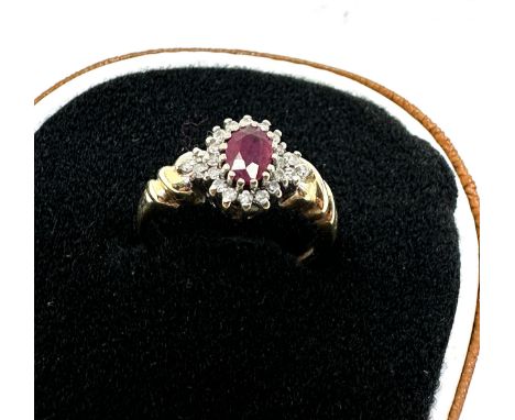 9ct gold diamond and ruby set cluster ring (3.3g) 