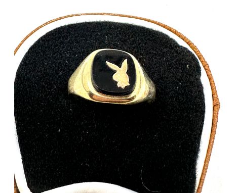 9ct gold playboy black onyx signet ring (3.2g) 