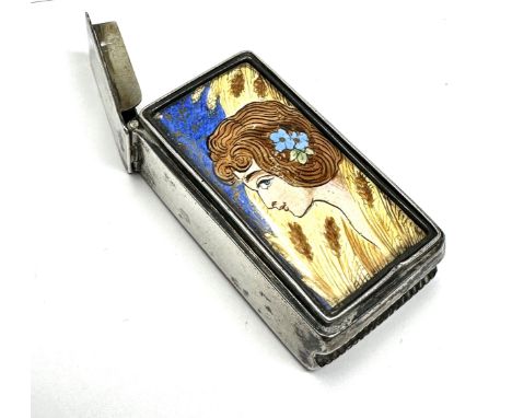 Antique silver &amp; enamel vesta 