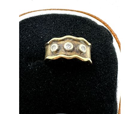 Vintage 9ct gold diamond set trillogy band ring (4g) 