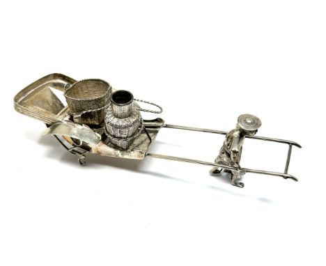 chinese silver rickshaw cruet missing parts weight 120g 