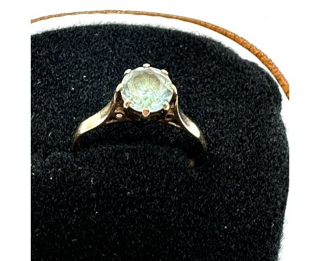 Vintage 9ct gold blue zircon set solitaire ring (1.8g) 