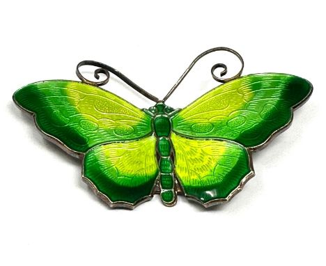Fine Large David Andersen Silver and Enamel Butterfly Brooch measures approx 6cm by 3.6cm enamel and brooch in very good cond