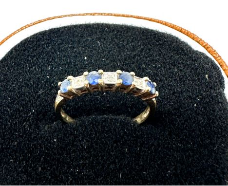 9ct gold sapphire &amp; diamond half eternity ring (1.4g) 