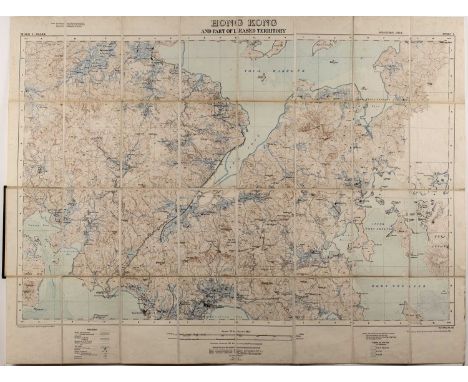 Two sectionalised maps of Hong Kongpublished by the War Office Aug 1905, 71cm x 93cm and a further map published by the War O