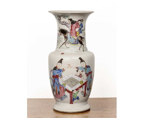 Polychrome enamel vaseChinese, 19th Centurypainted with figures playing Go, 37.7cm highProvenance: An Oxfordshire country hou