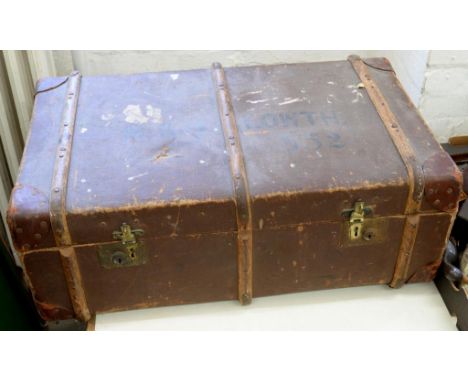 A CABIN TRUNK, CONTAINING CHRISTMAS DECORATIONS 