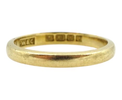18ct gold wedding band, London 1954Condition Report:Approx 2.5gm, size K-L, band depth = 2mm 
