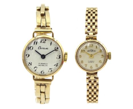 Gradus 9ct gold ladies manual wind bracelet wristwatch, hallmarked and one other 9ct gold wristwatch, hallmarked, on gold exp
