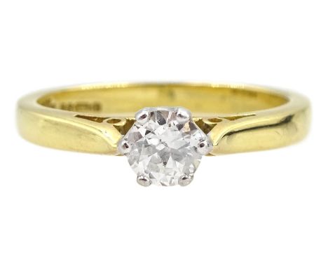 18ct gold single stone round brilliant cut diamond ring, hallmarked, diamond approx 0.25 caratCondition Report:Approx 3.1gm, 